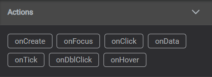 The Actions panel with the seven trigger tabs