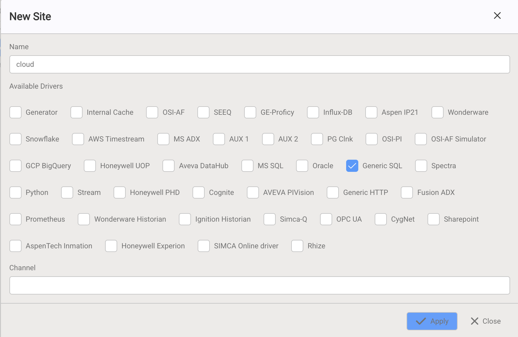 Adding Generic SQL Driver