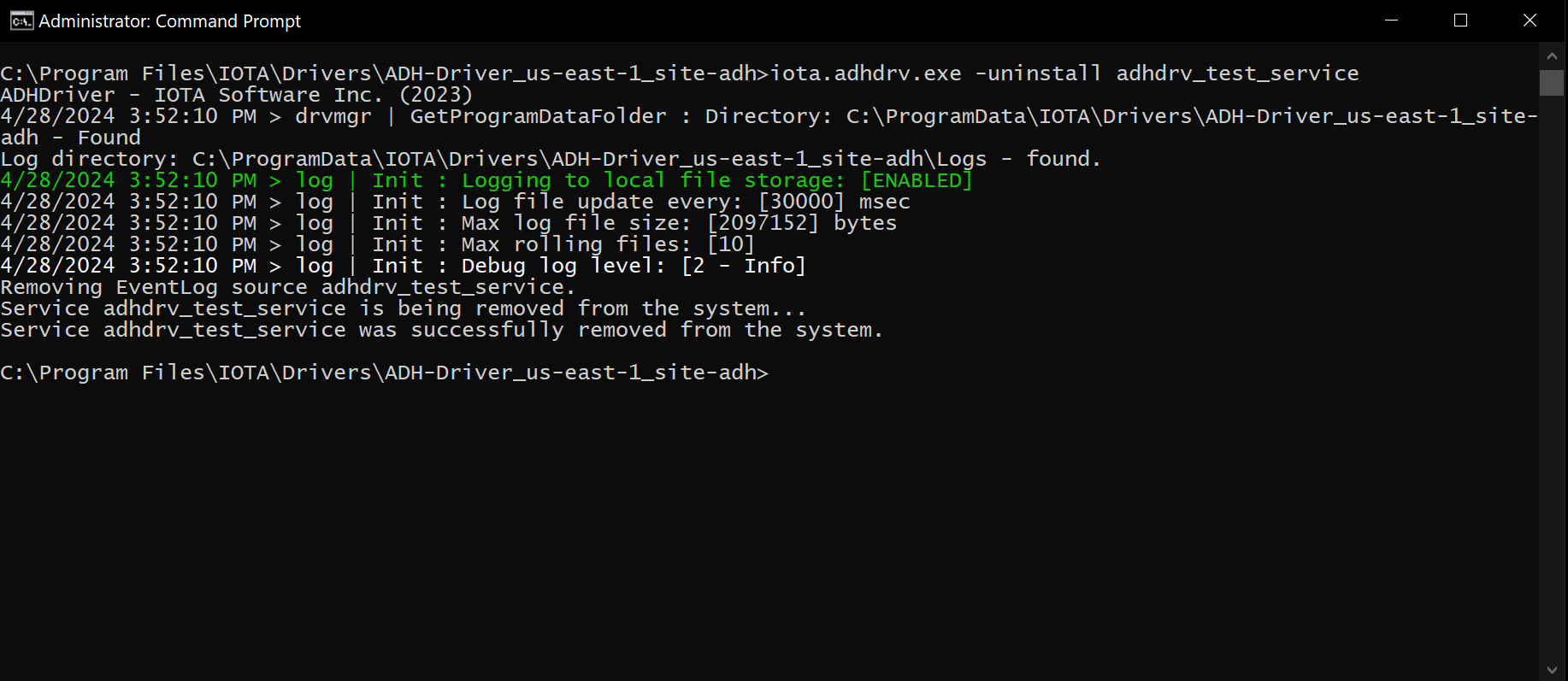 manual service remove cmd