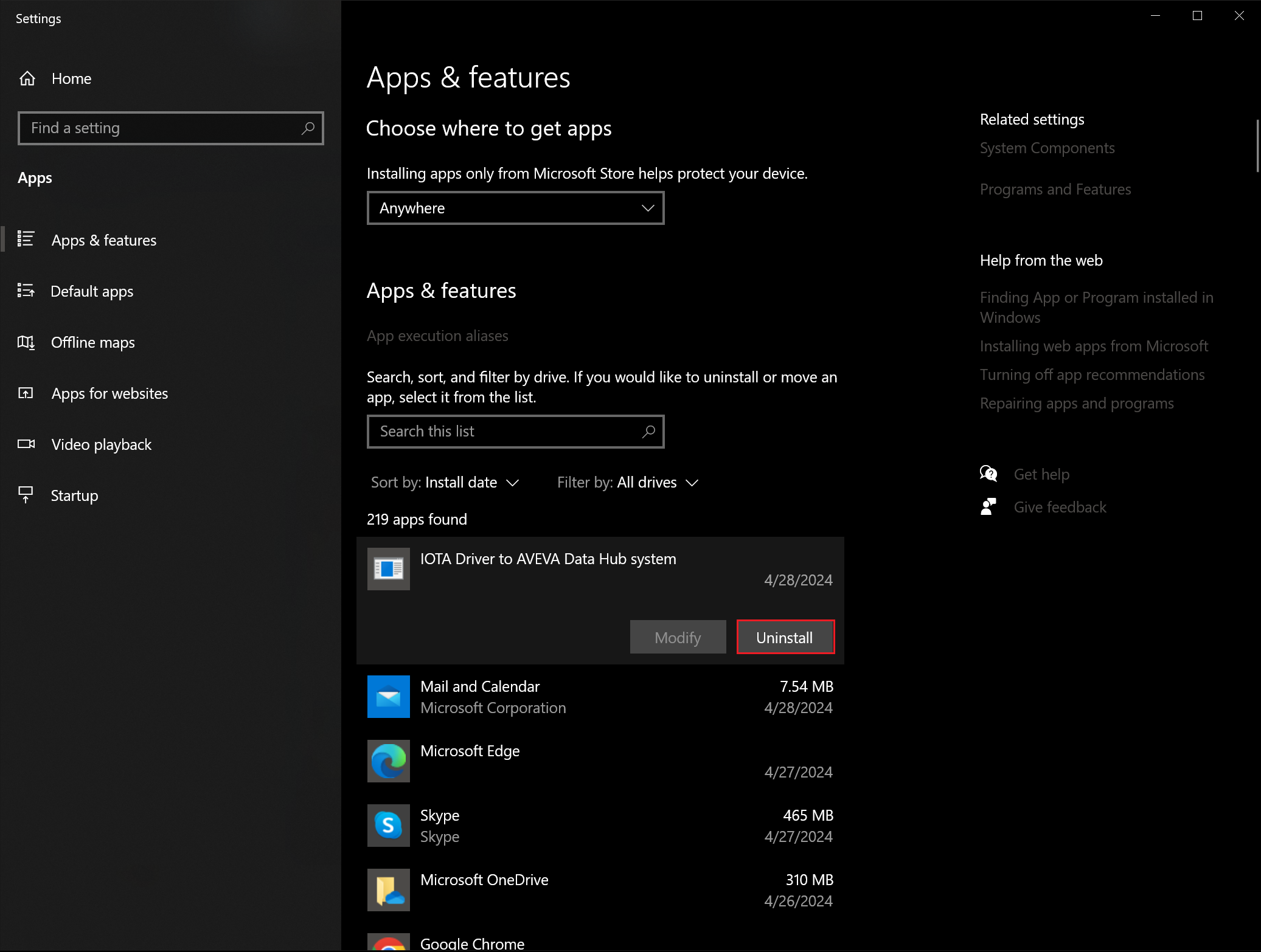 uninstall apps