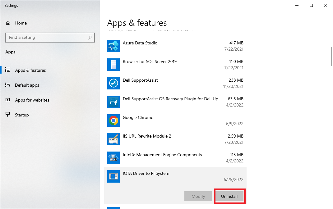 uninstall apps