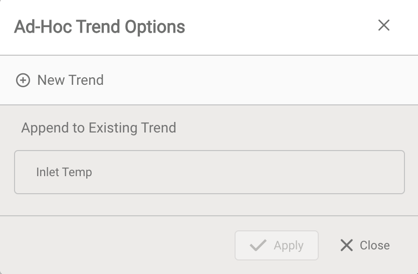 Choosing to append a searched signal to an existing trend