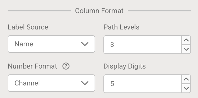 Column Format Settings