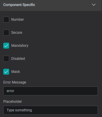 Input Component: Component Specific