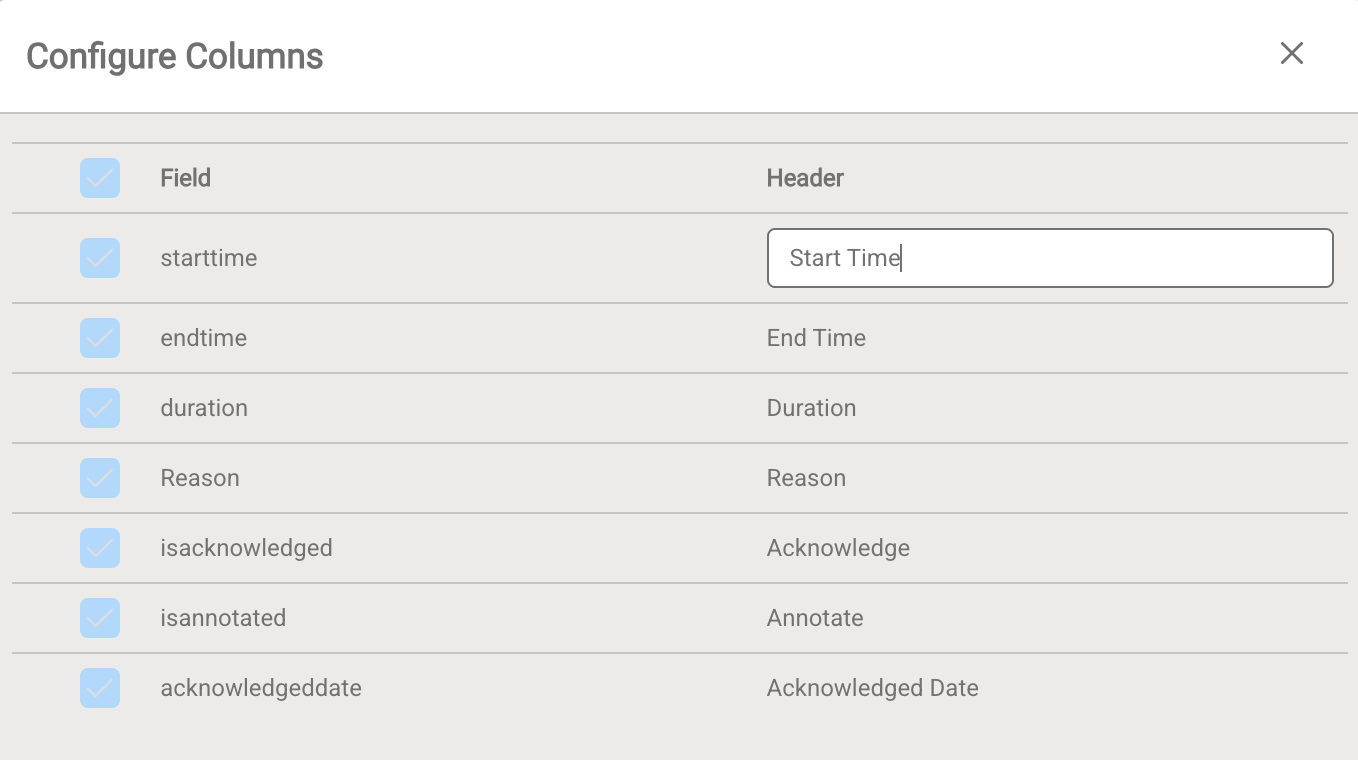Configure Columns Dialog
