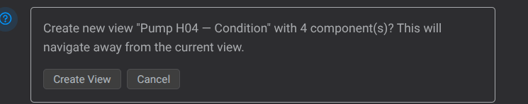 The confirmation card, with Create View and Cancel