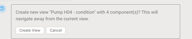 The confirmation card, with Create View and Cancel