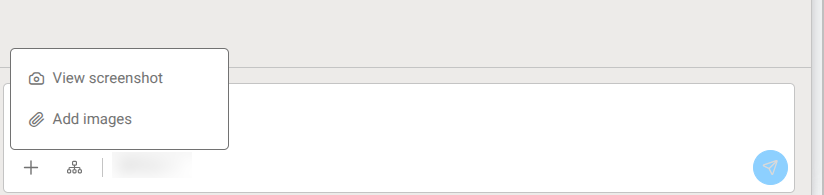 The View context chip above the message box, with the attach menu open
