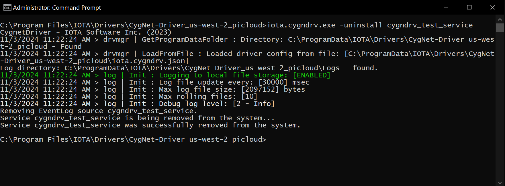 manual service remove cmd