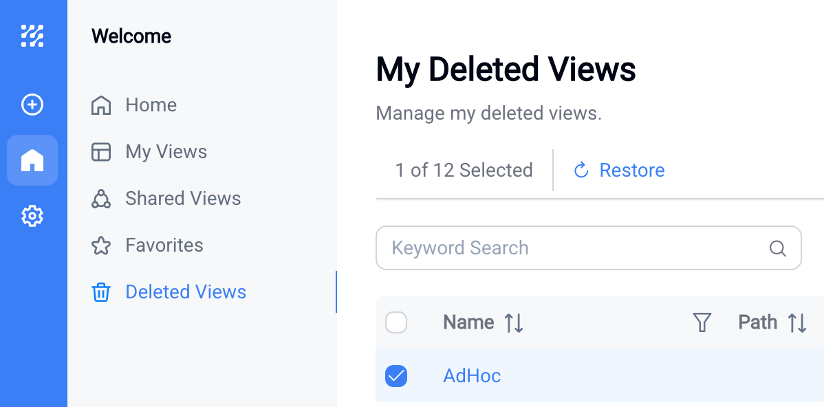 Restore a Deleted View