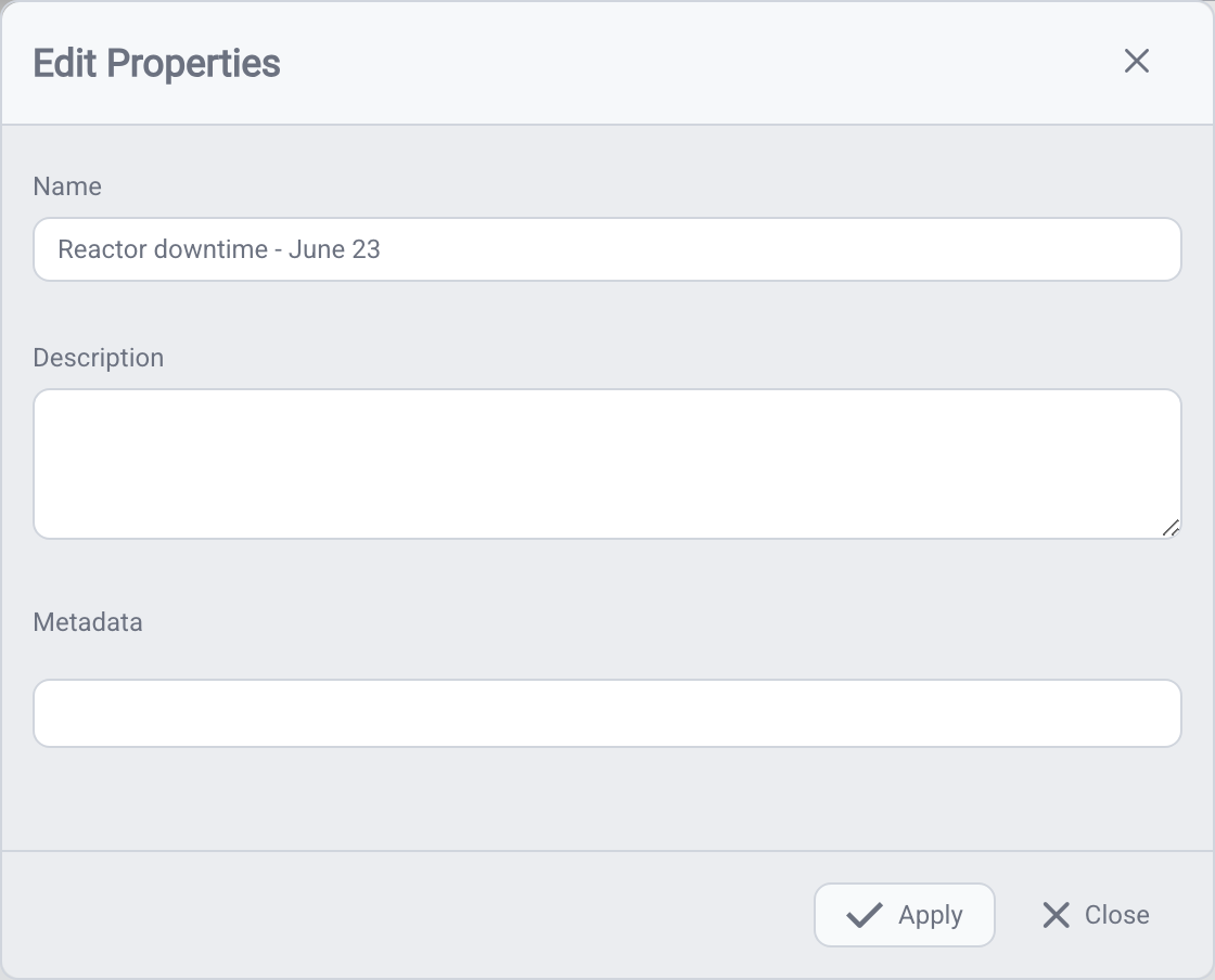 The Edit Properties dialog for a saved trend