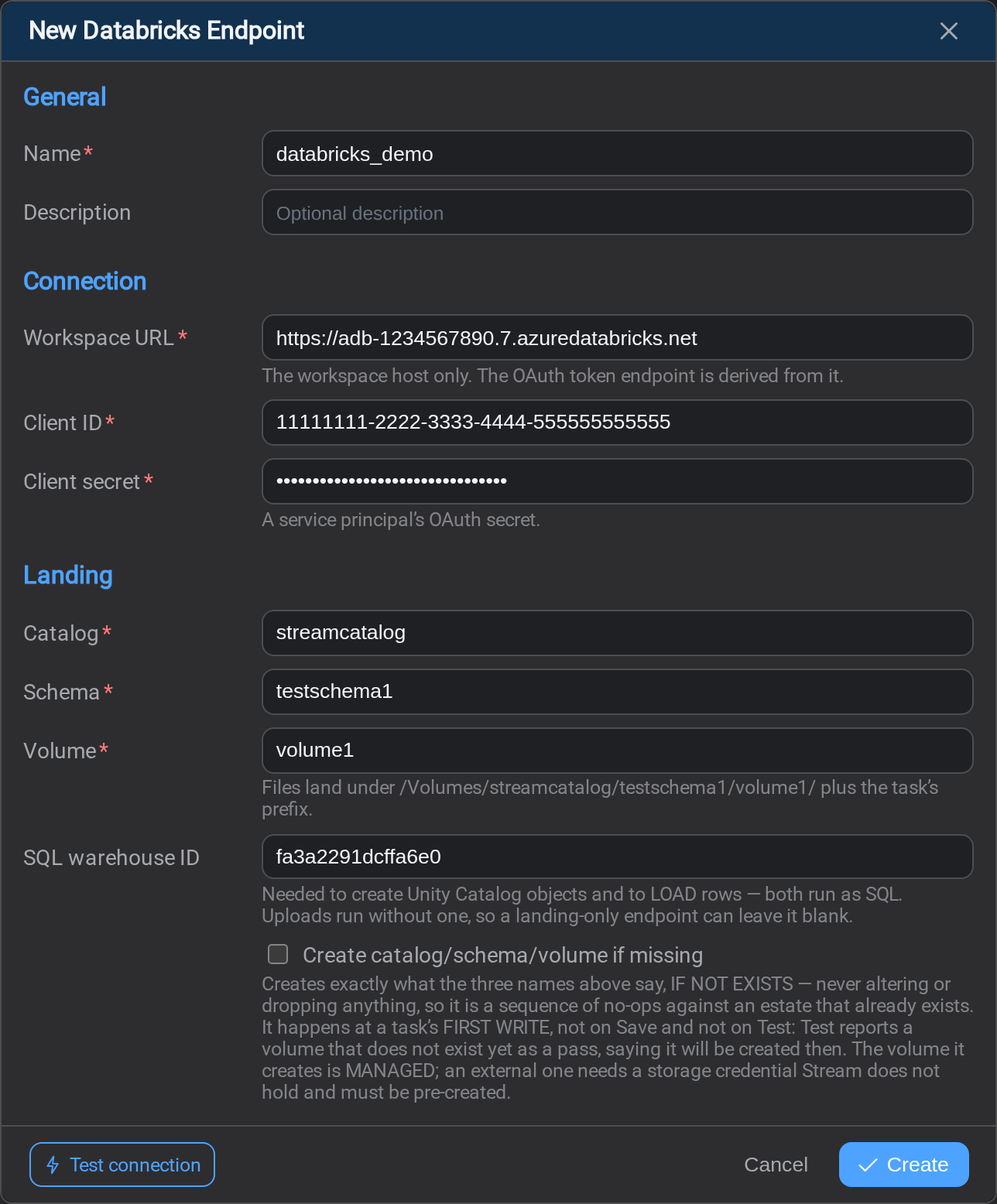 Configuring a Databricks endpoint