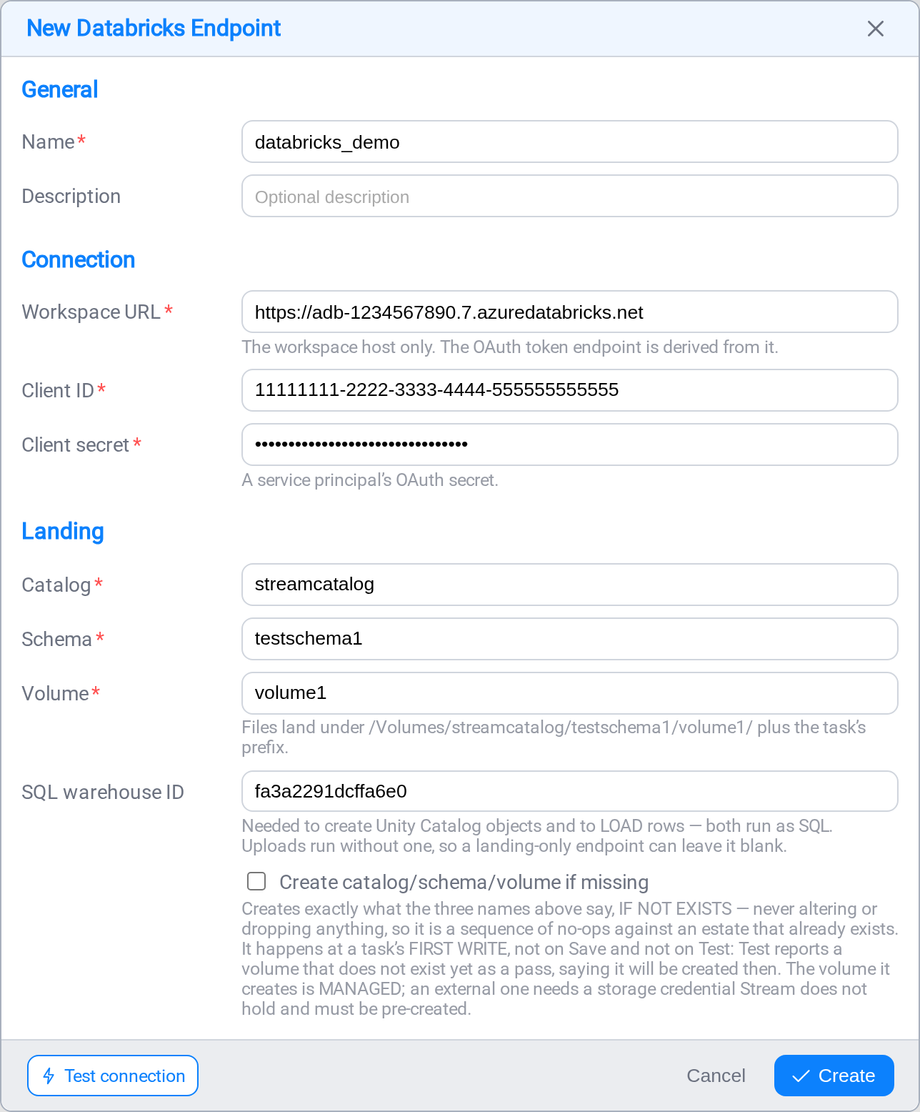 Configuring a Databricks endpoint