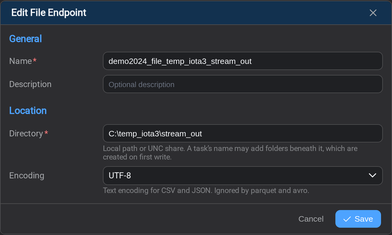 The file endpoint form