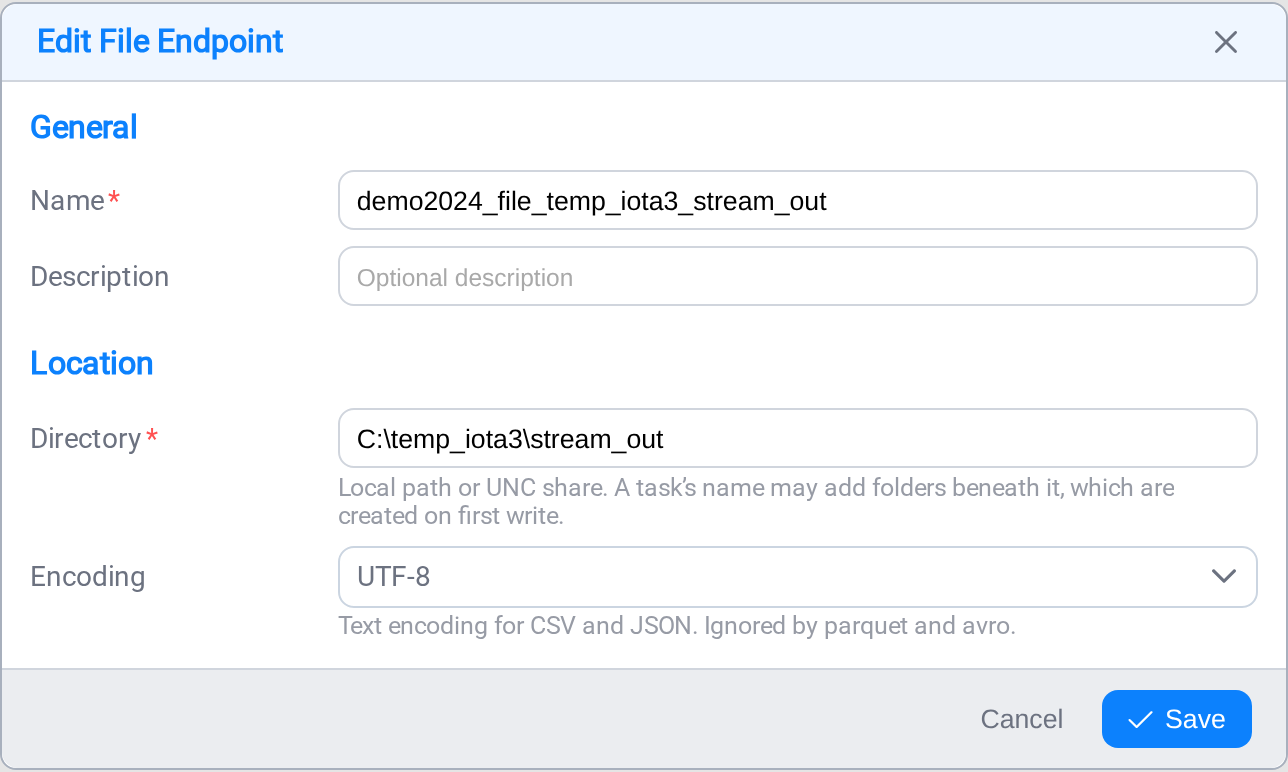 The file endpoint form