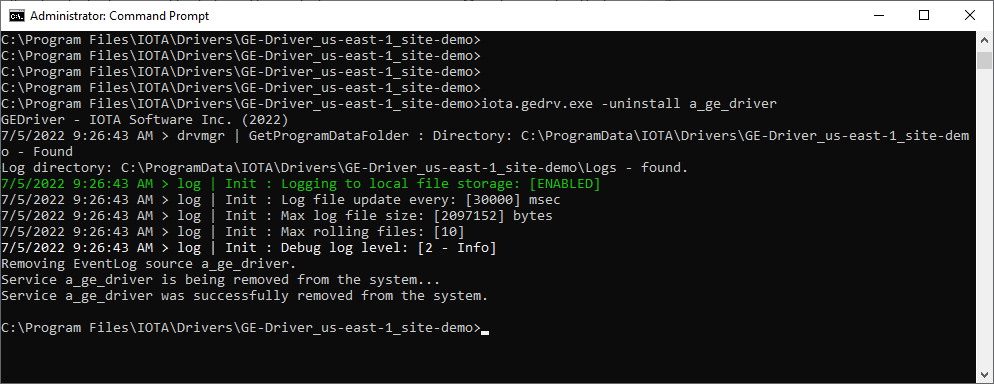 manual service remove cmd