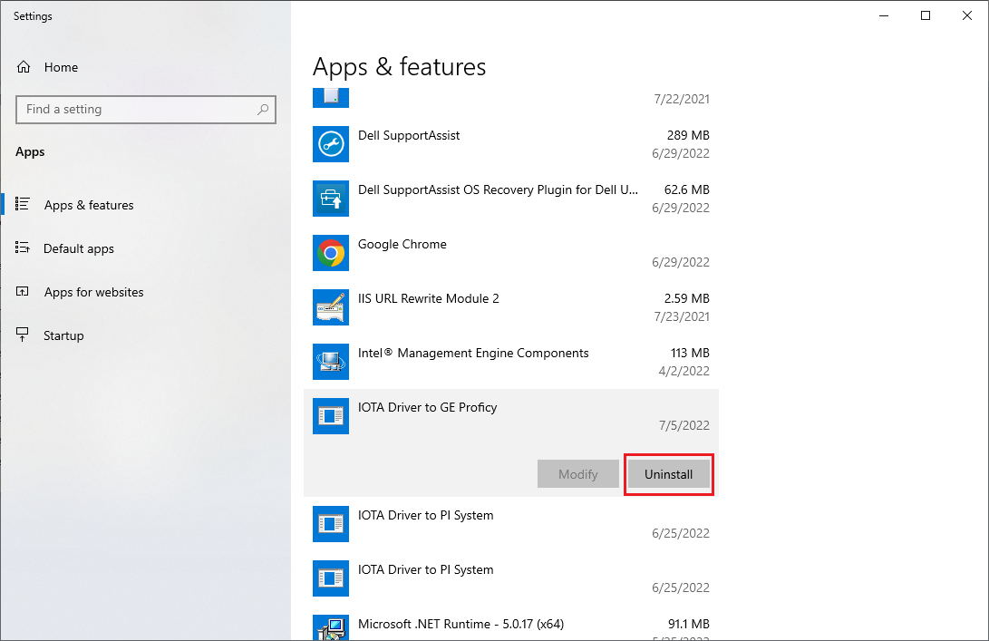 uninstall apps