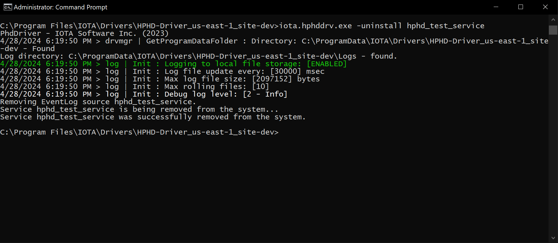 manual service remove cmd
