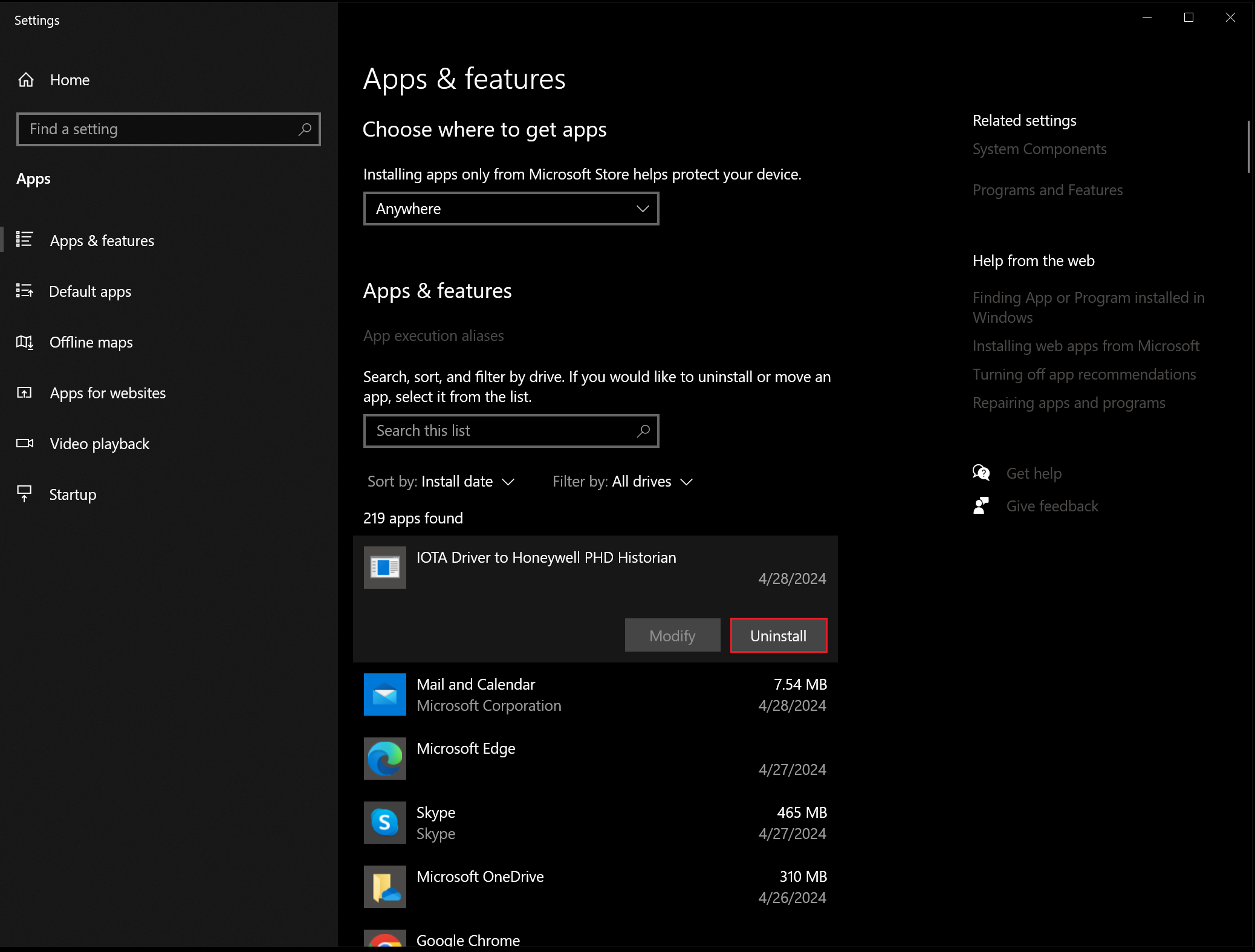 uninstall apps