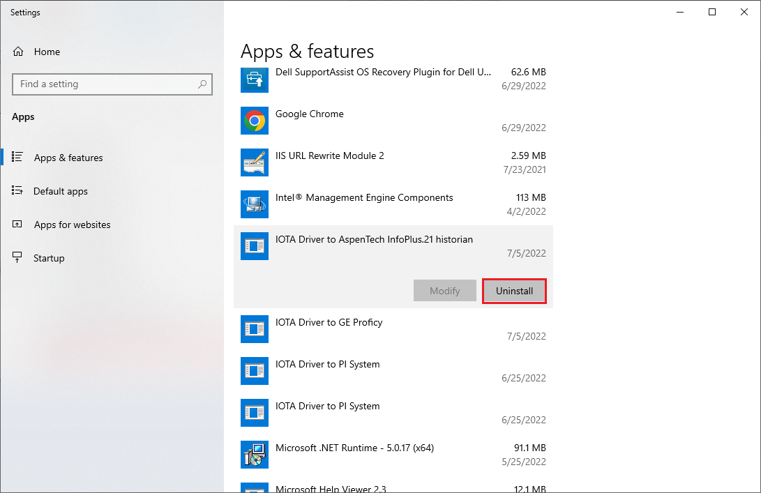 uninstall apps