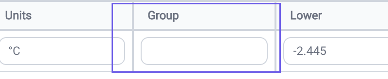 The Group column in the table legend