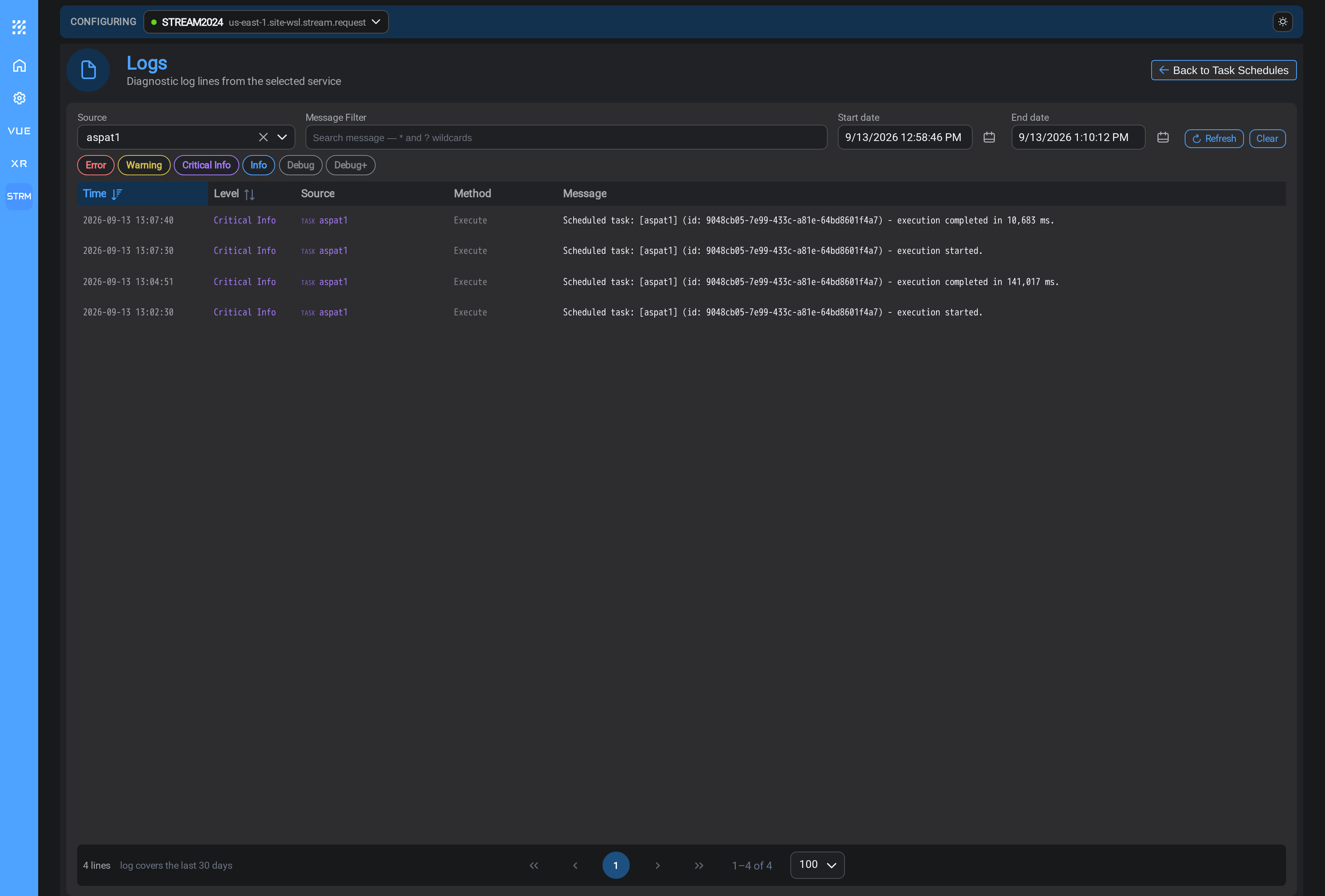 Logs, opened from a point with no errors