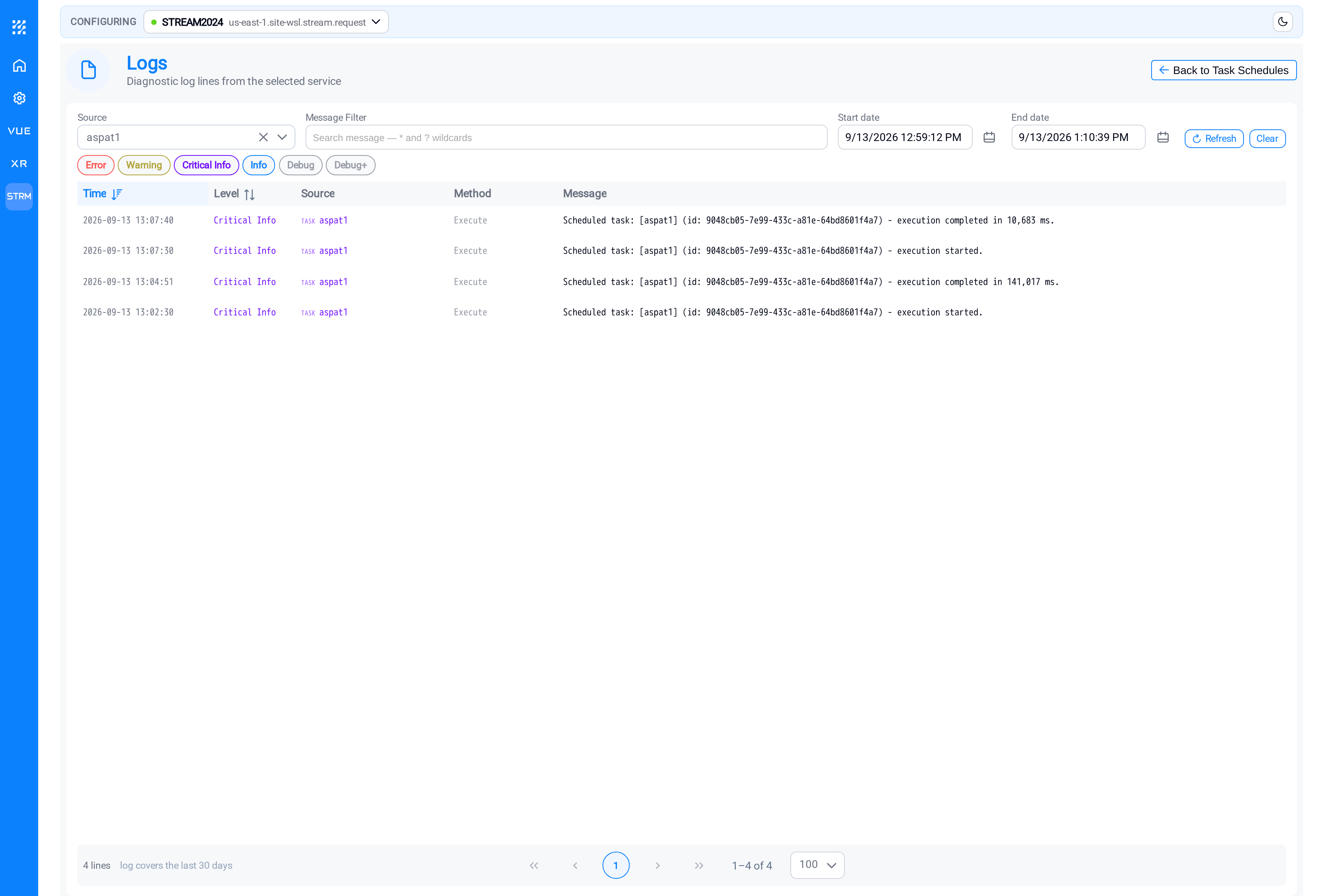 Logs, opened from a point with no errors
