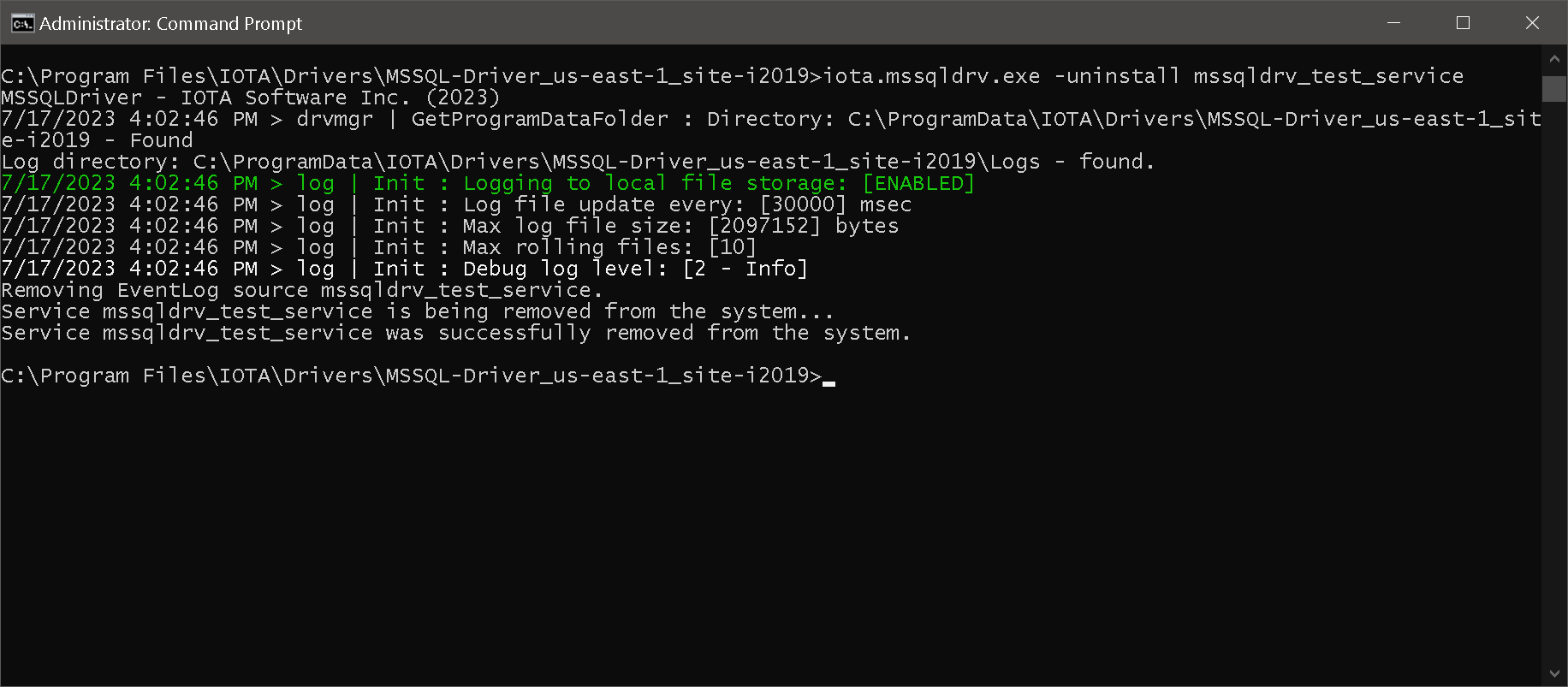manual service remove cmd