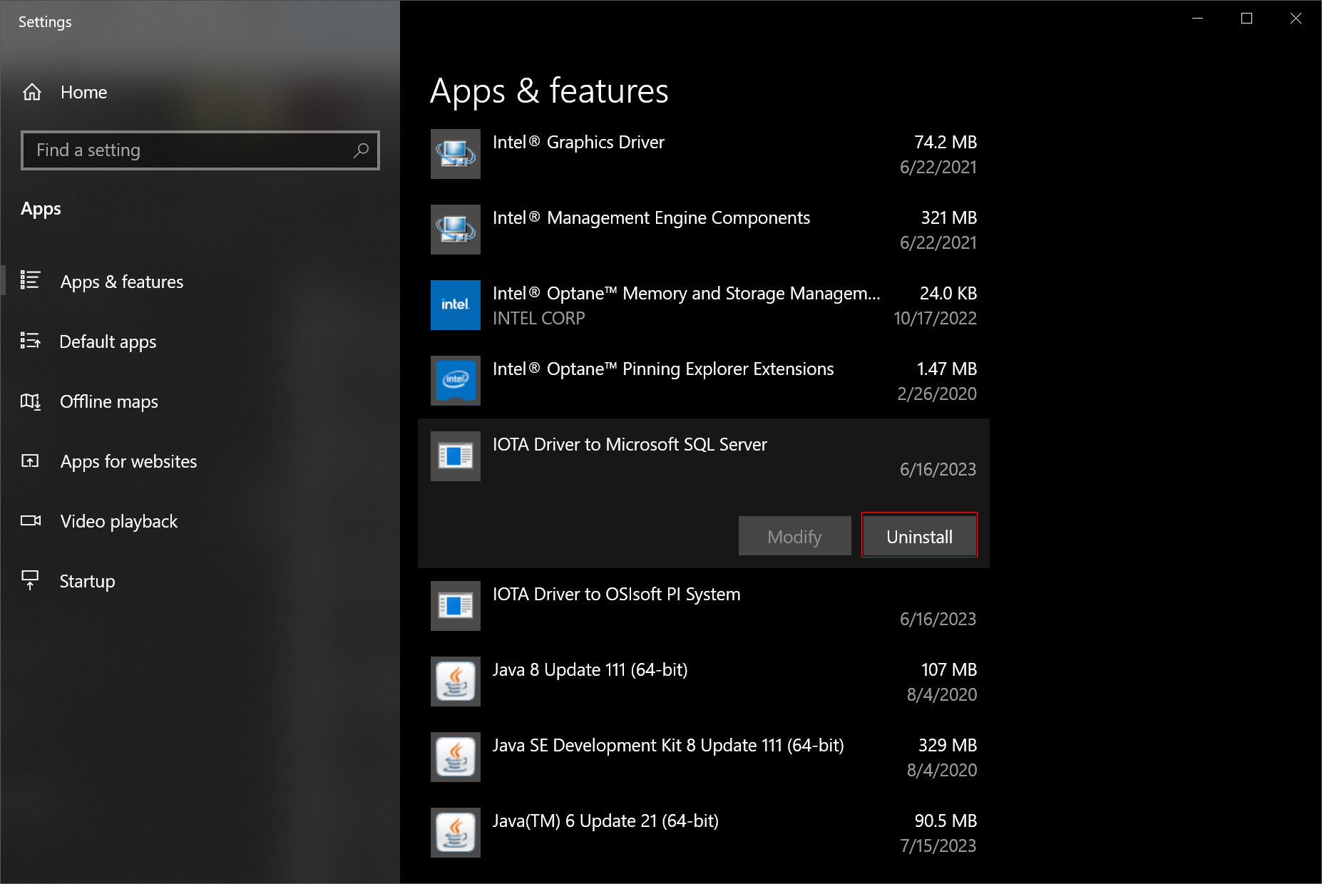 uninstall apps