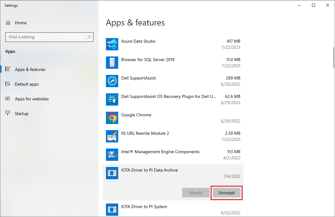 uninstall apps