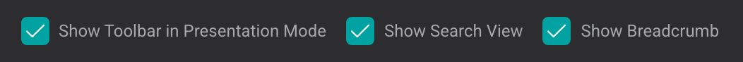 Toolbar preferences for presentation mode