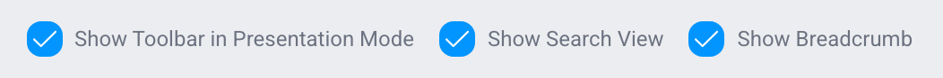 Toolbar preferences for presentation mode