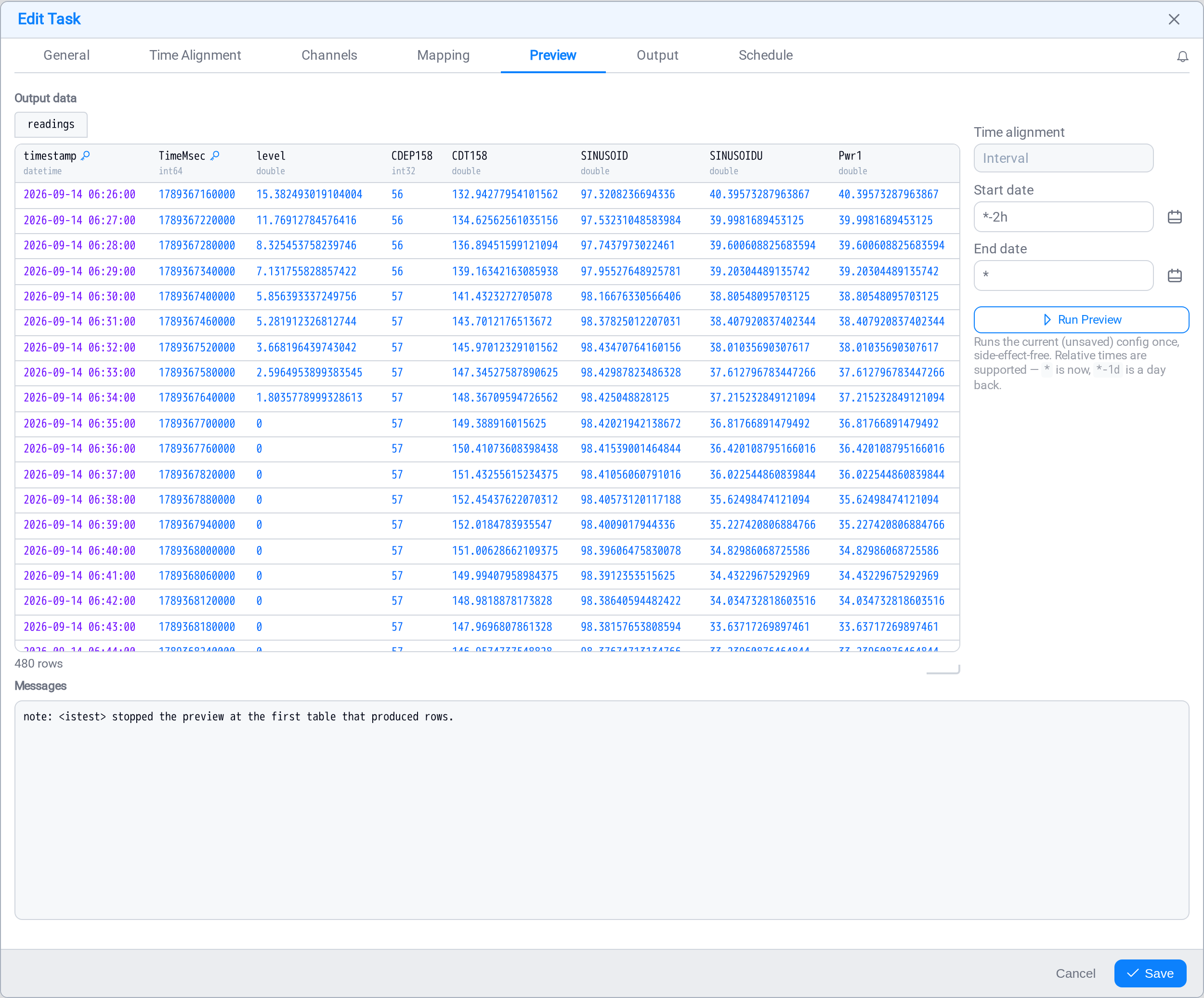 The Preview tab for a table mapping