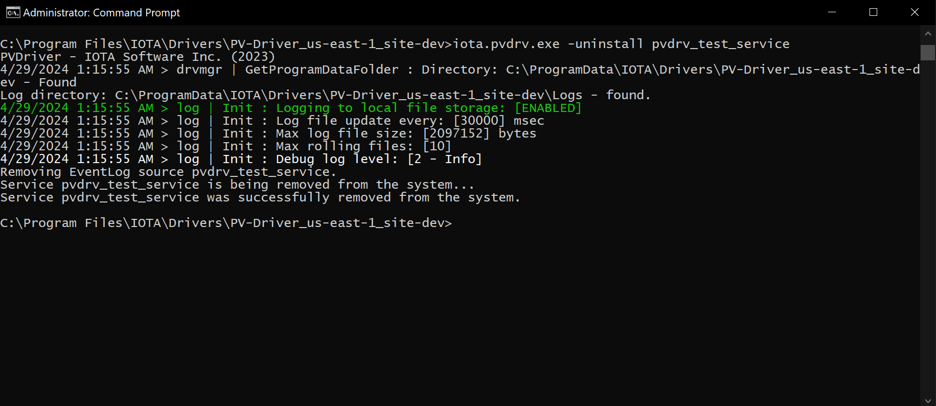 manual service remove cmd