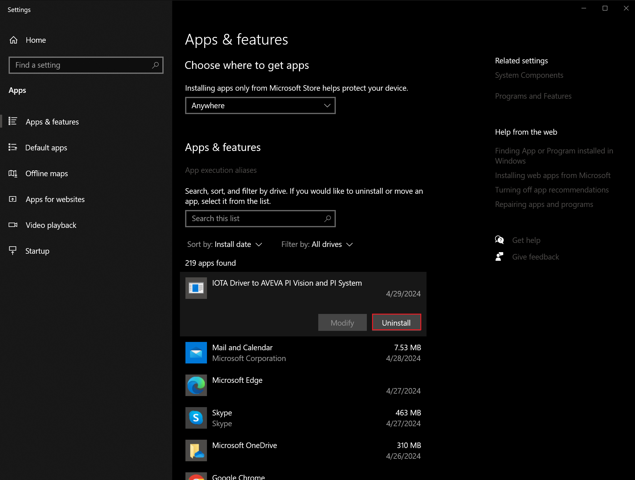 uninstall apps