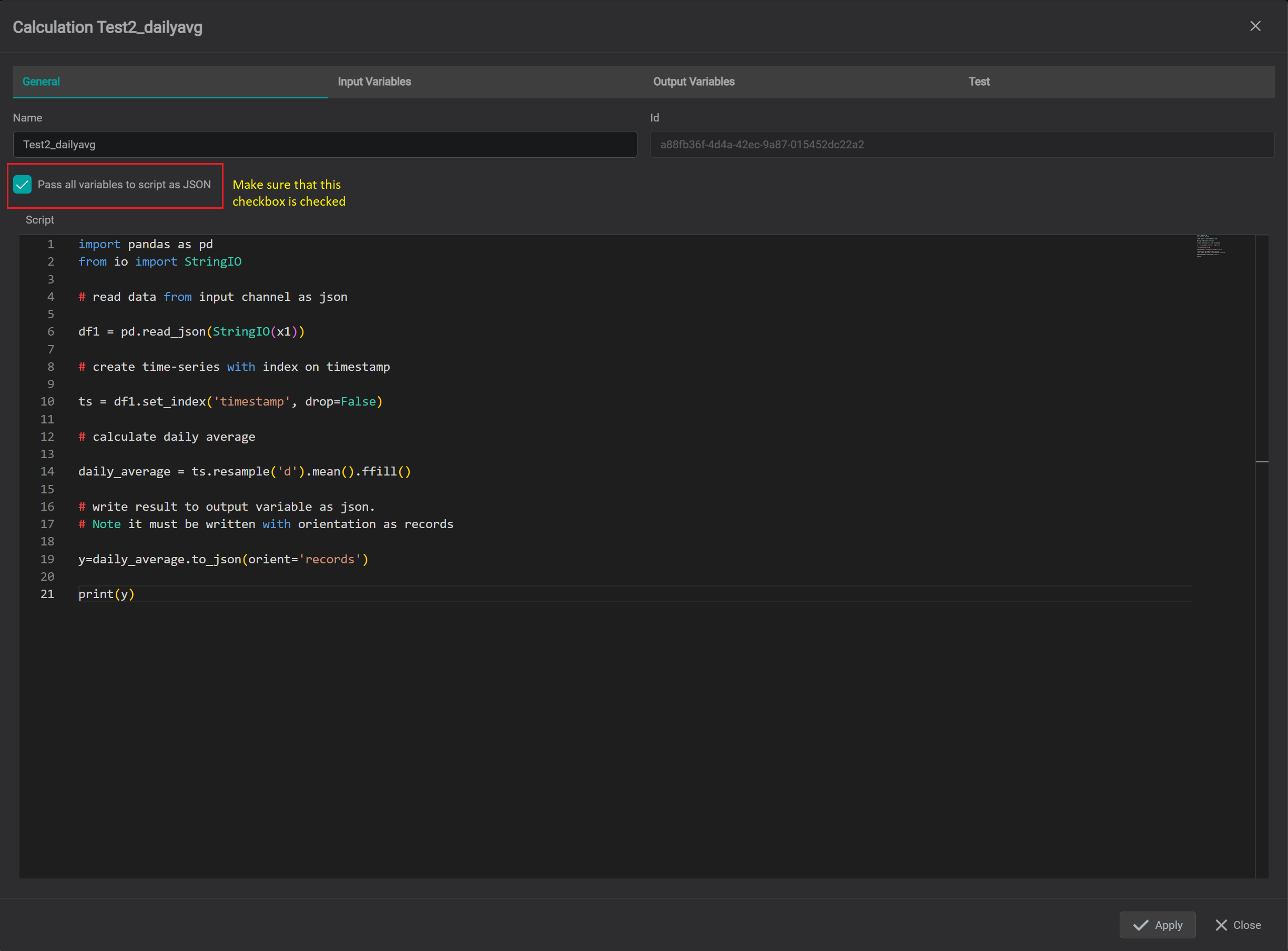 example 1 - general tab