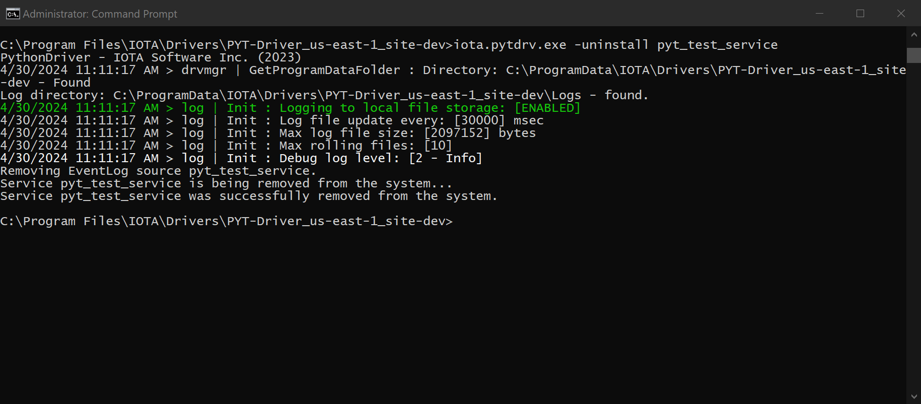 manual service remove cmd