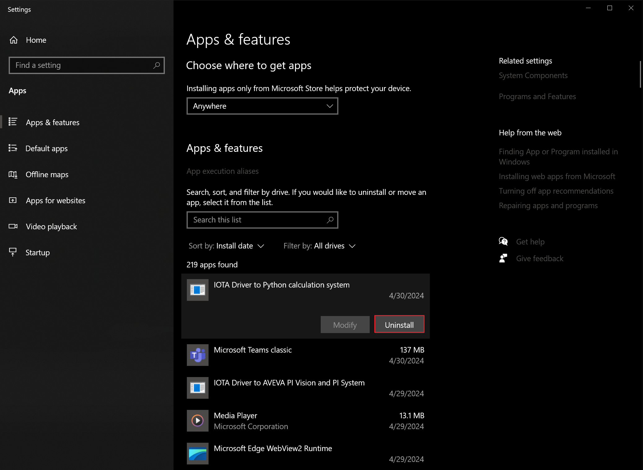 uninstall apps