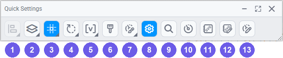 Quick Settings toolbar panel with each option numbered