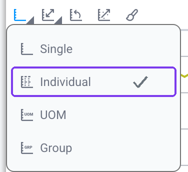 Scale selector dropdown open with Individual highlighted