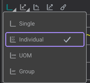 Scale selector dropdown open with Individual highlighted