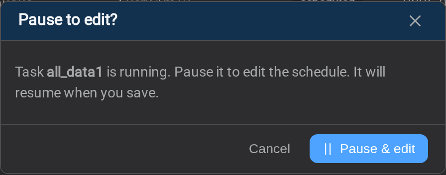 The Pause to edit confirmation