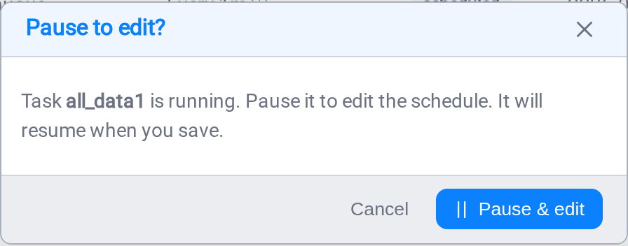 The Pause to edit confirmation