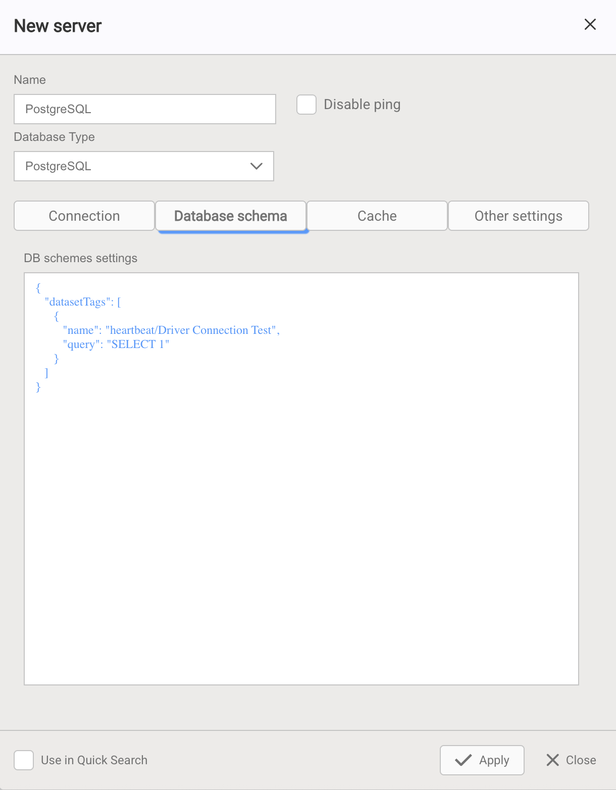 Database Schema Tab
