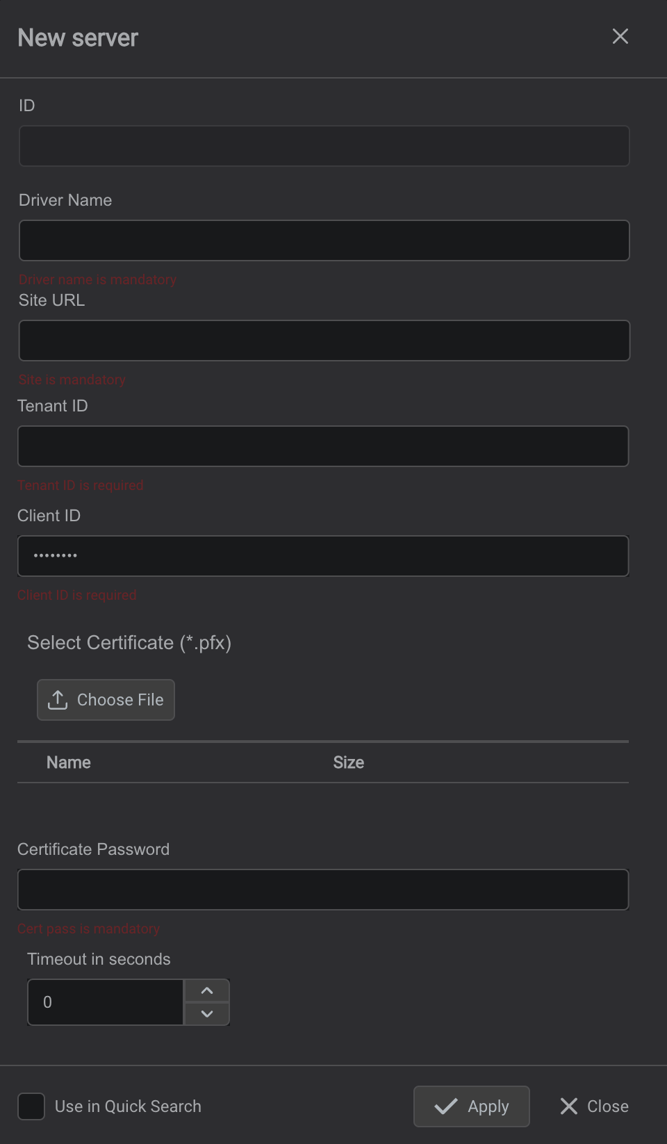 Configuring the connection to the SharePoint Server