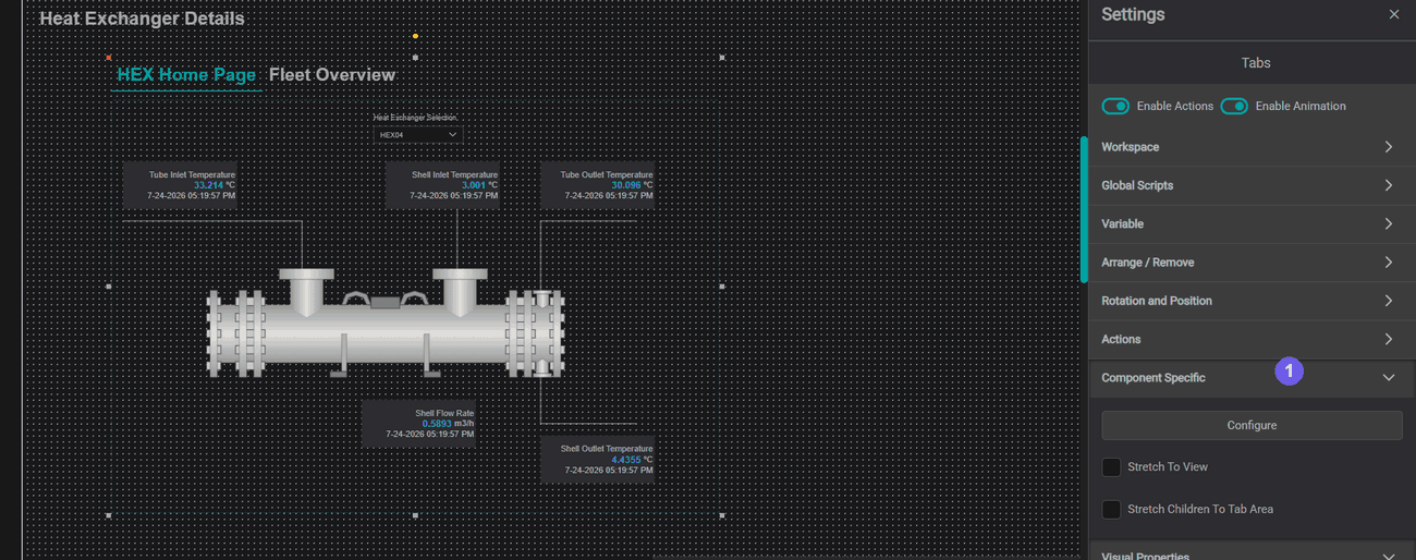 Configuring tabs and placing components in each