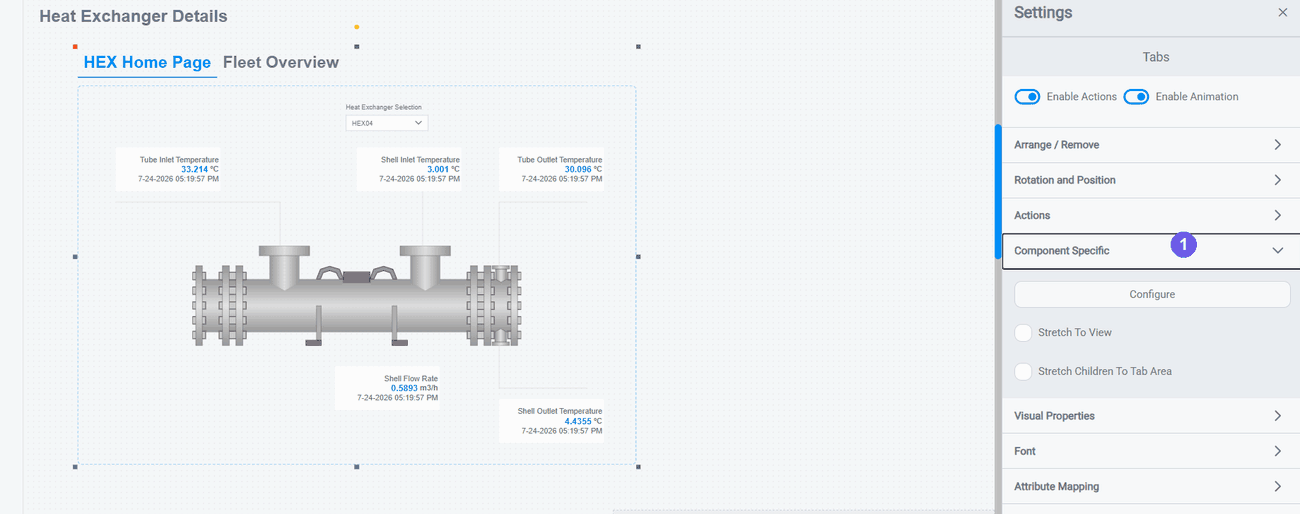 Configuring tabs and placing components in each