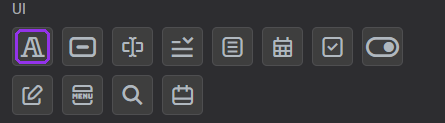 The Label component, highlighted in the UI group of the Components toolbox
