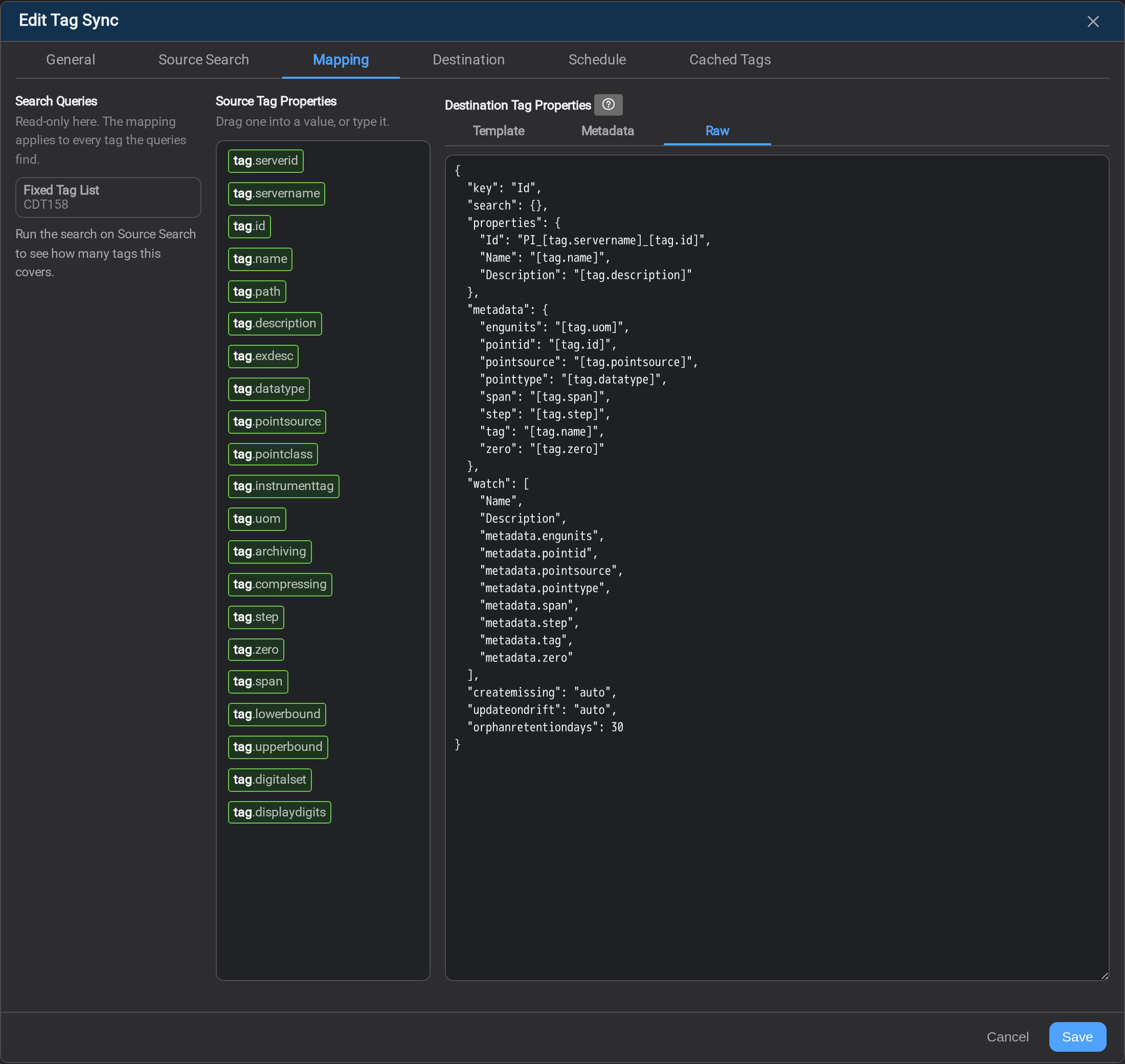 The same mapping as JSON