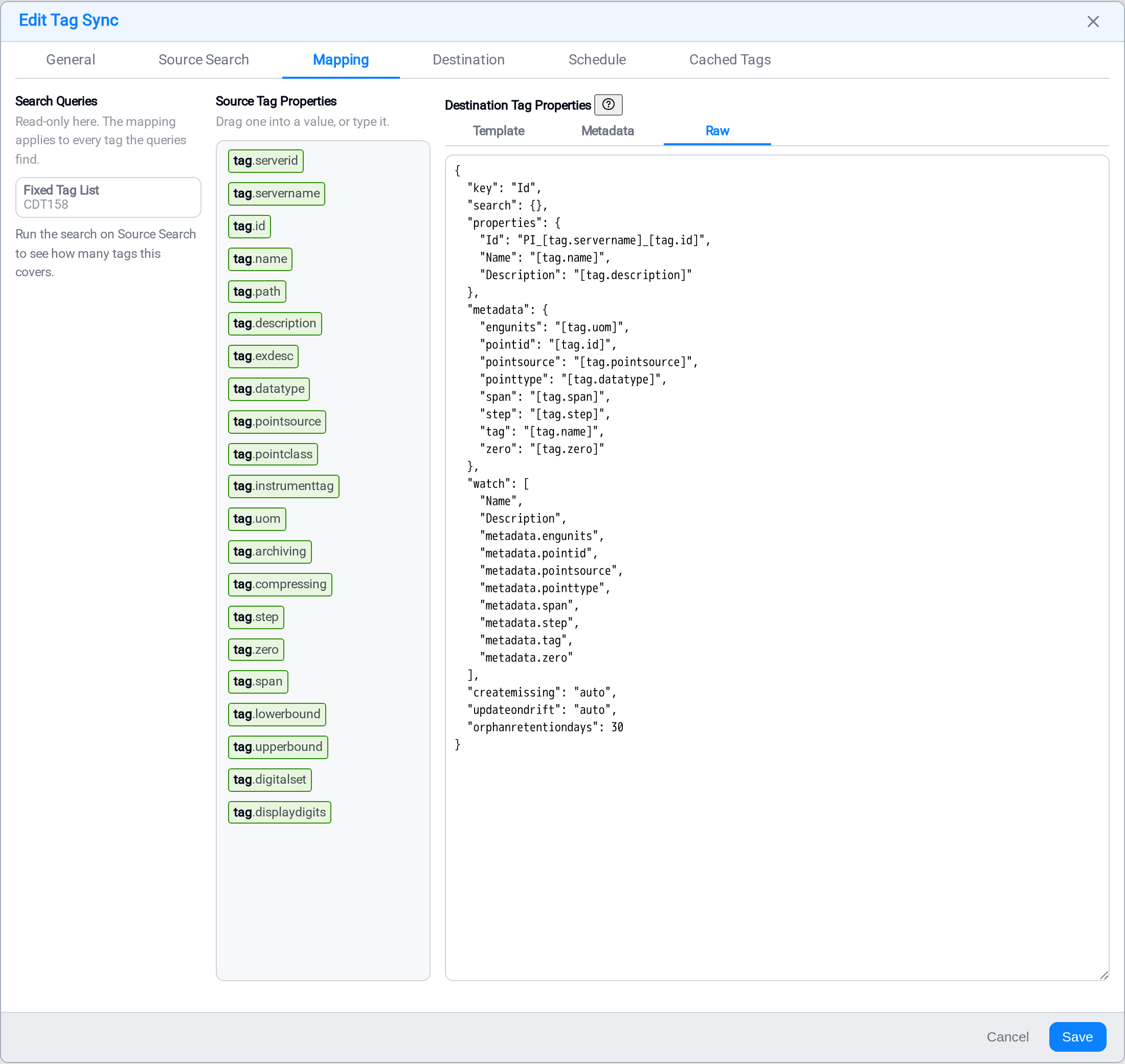 The same mapping as JSON